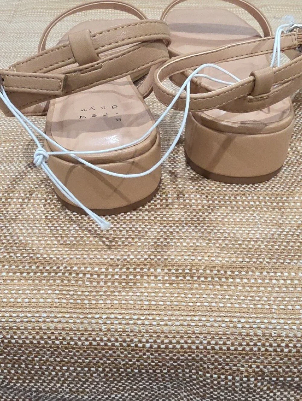 a new day Nude Ankle-Strap Square-Toe Sandals